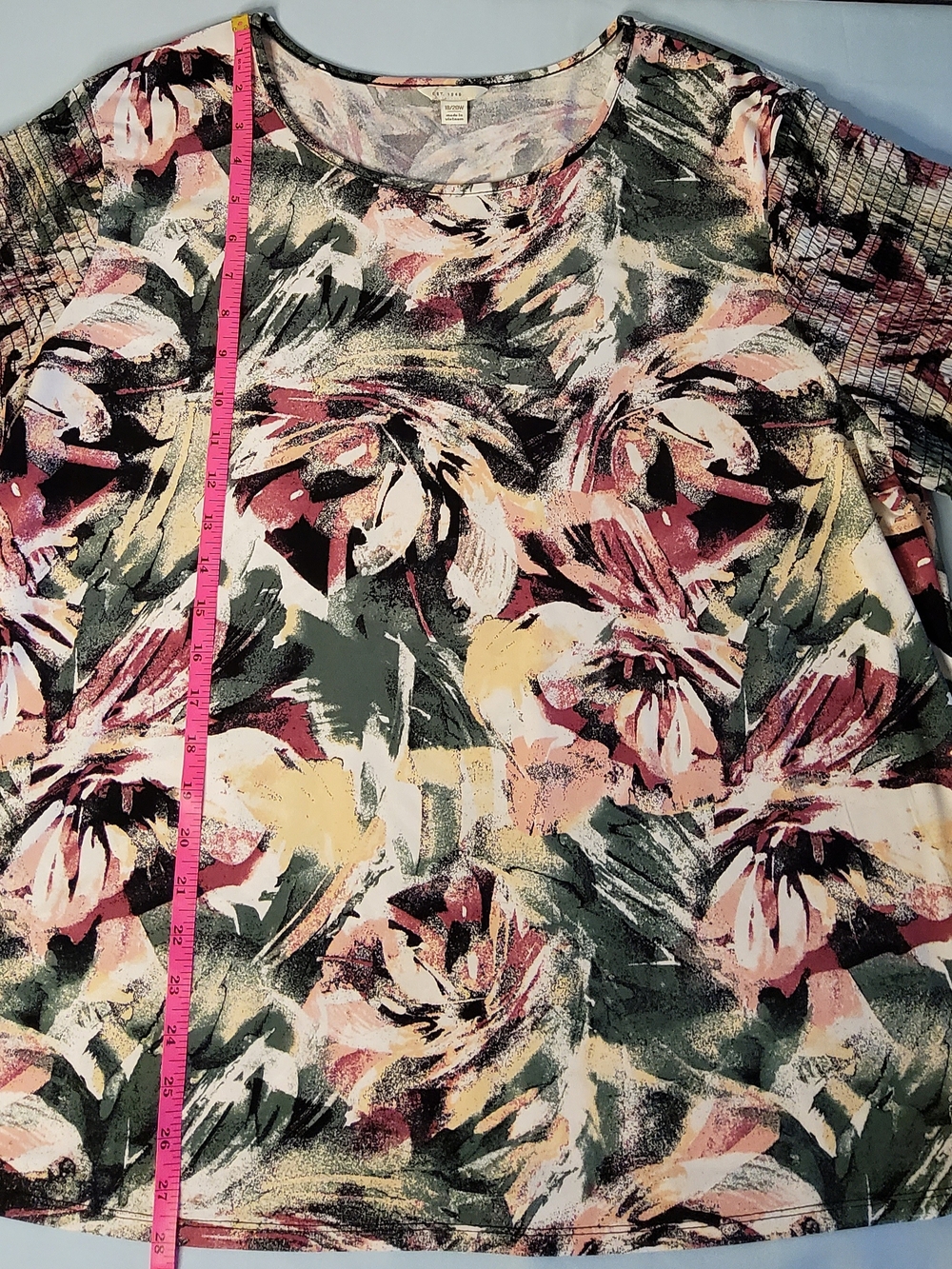 Cato Est. 1946 Brushstroke Floral Scoop Neck Tunic in Green and Pink - Picture 3 of 5